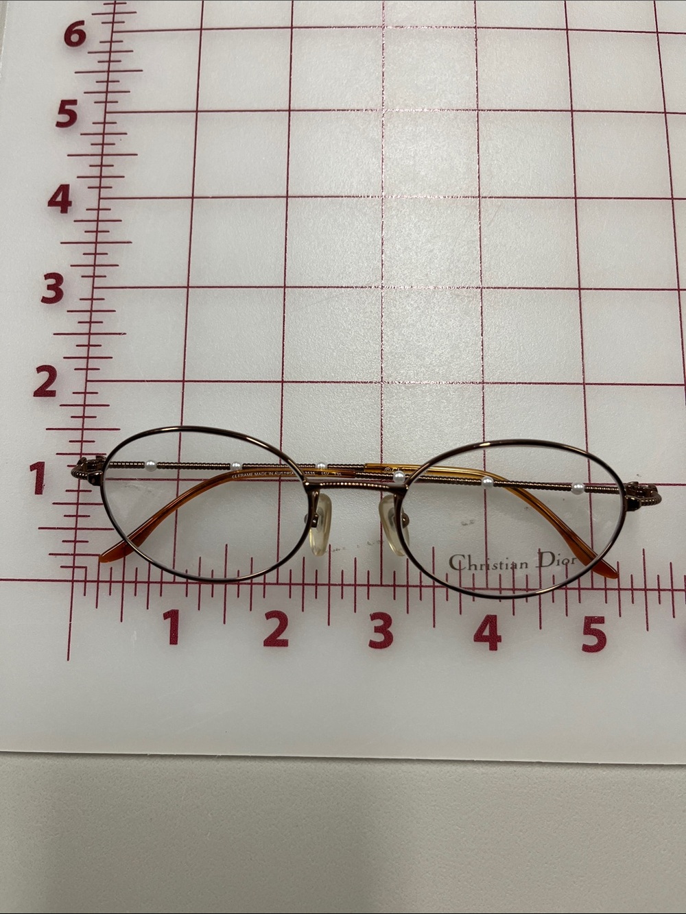 CHRISTIAN DIOR VTG NWOT Pearl Bead Bronze Oval 49x19z135 Classic Eyeglass Frame - Picture 7 of 16